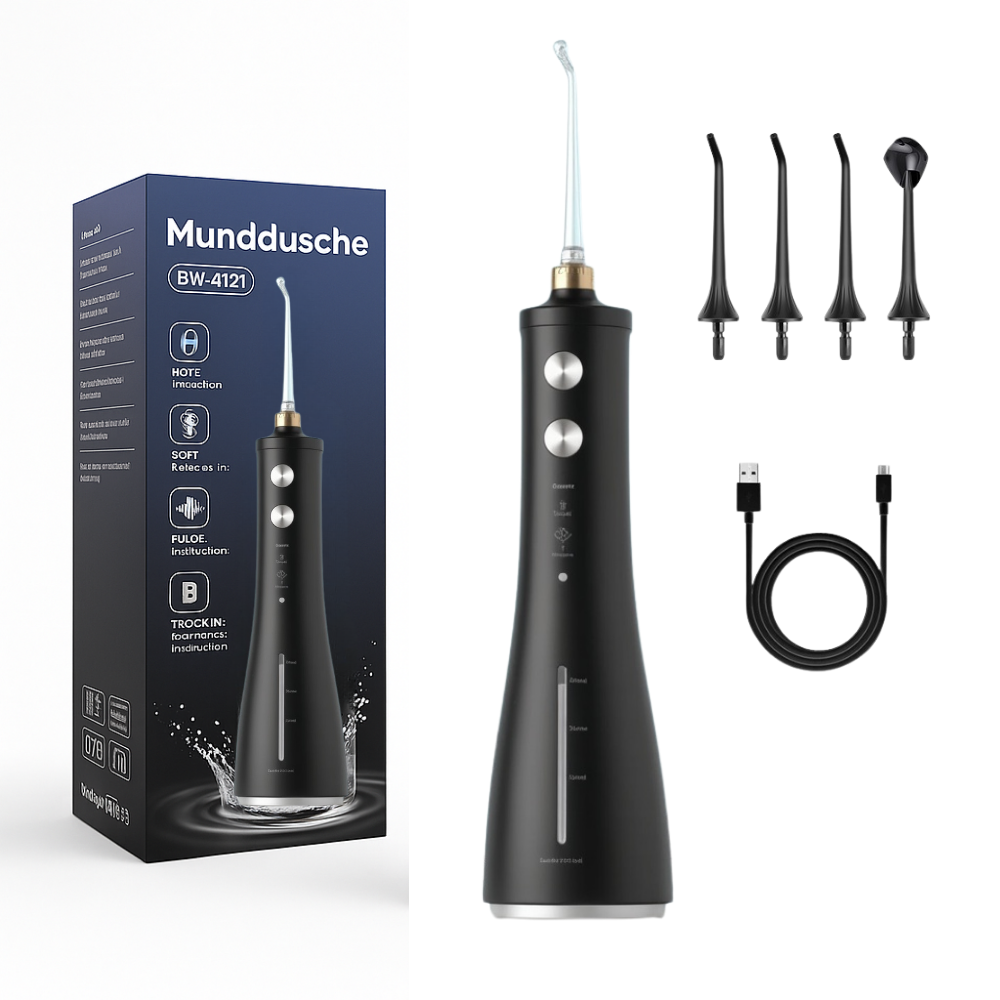 Hydropulseur sans fil pour un soin efficace des dents et des gencives avec 4 modes et 4 embouts, réservoir d'eau de 300 ml, pression d'eau de 30 à 120 PSI et protection contre l'eau IPX7